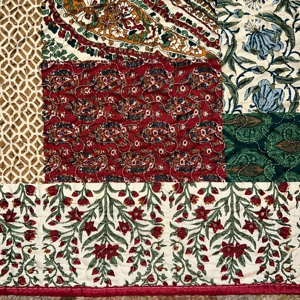 Handmade Patchwork Quilt with Multicolor Design 96” x 104”